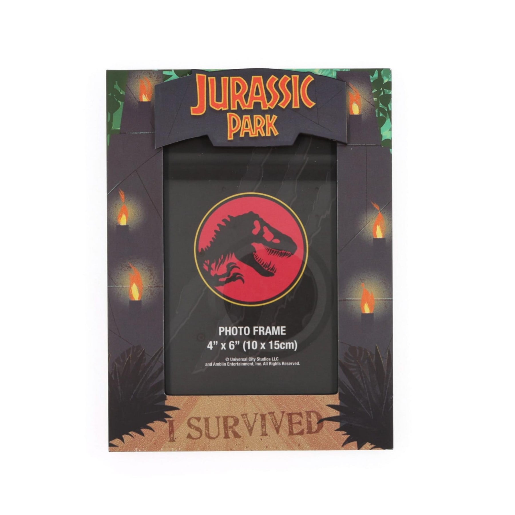 Jurassic Park "I Survived" Die-Cut Photo Frame | Holds 4 x 6 Inch Photos