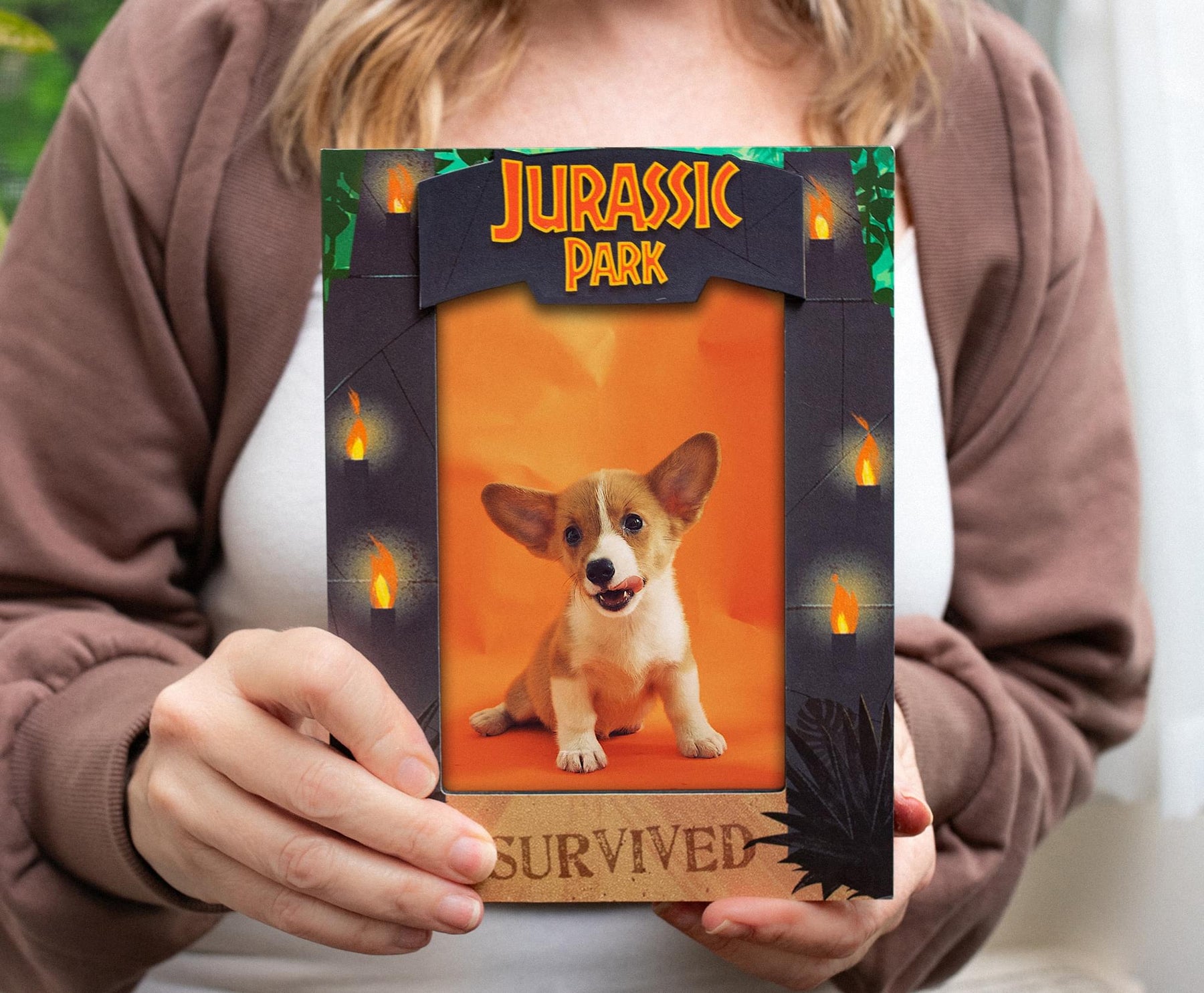 Jurassic Park "I Survived" Die-Cut Photo Frame | Holds 4 x 6 Inch Photos