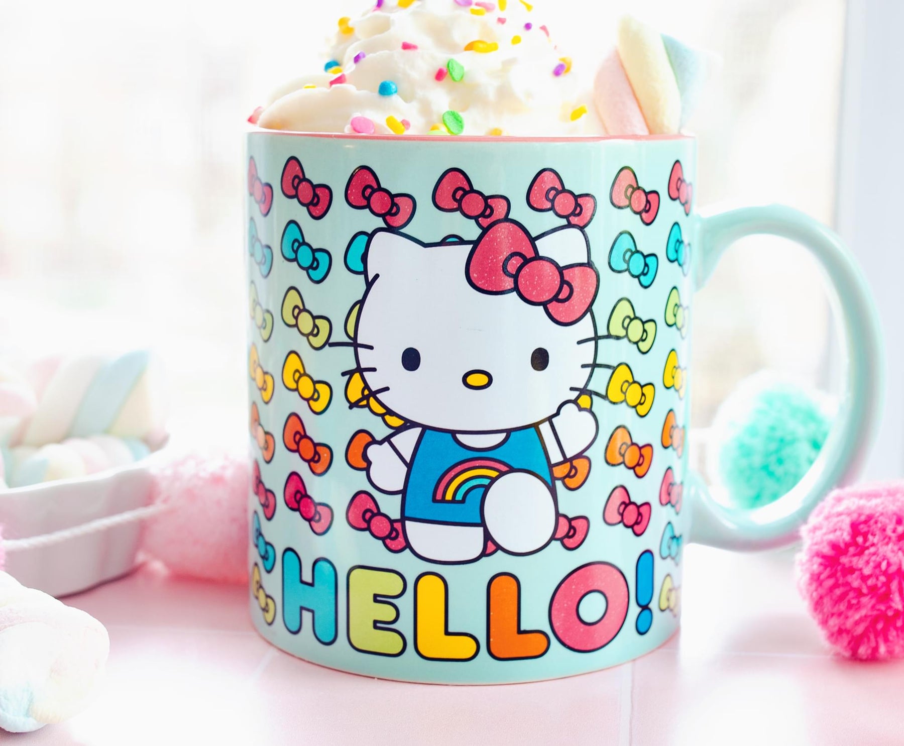 Sanrio Hello Kitty Hello Rainbows Ceramic Mug | Holds 20 Ounces