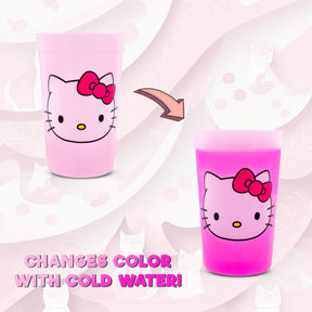 Sanrio Hello Kitty 4-Piece Color-Change Plastic Cup Set | Each Holds 15 Ounces