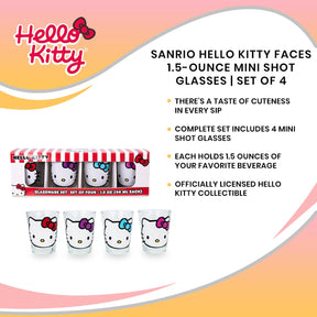 Sanrio Hello Kitty Faces 1.5-Ounce Mini Shot Glasses | Set of 4