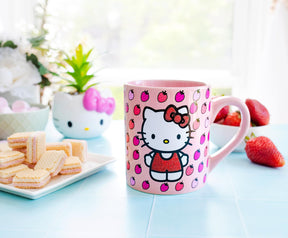 Sanrio Hello Kitty Glitter Strawberry Ceramic Mug | Holds 14 Ounces