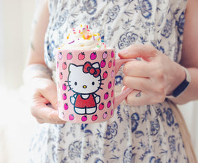 Sanrio Hello Kitty Glitter Strawberry Ceramic Mug | Holds 14 Ounces