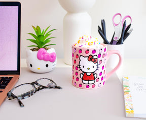 Sanrio Hello Kitty Glitter Strawberry Ceramic Mug | Holds 14 Ounces