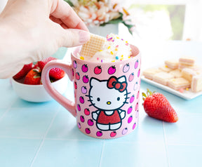 Sanrio Hello Kitty Glitter Strawberry Ceramic Mug | Holds 14 Ounces