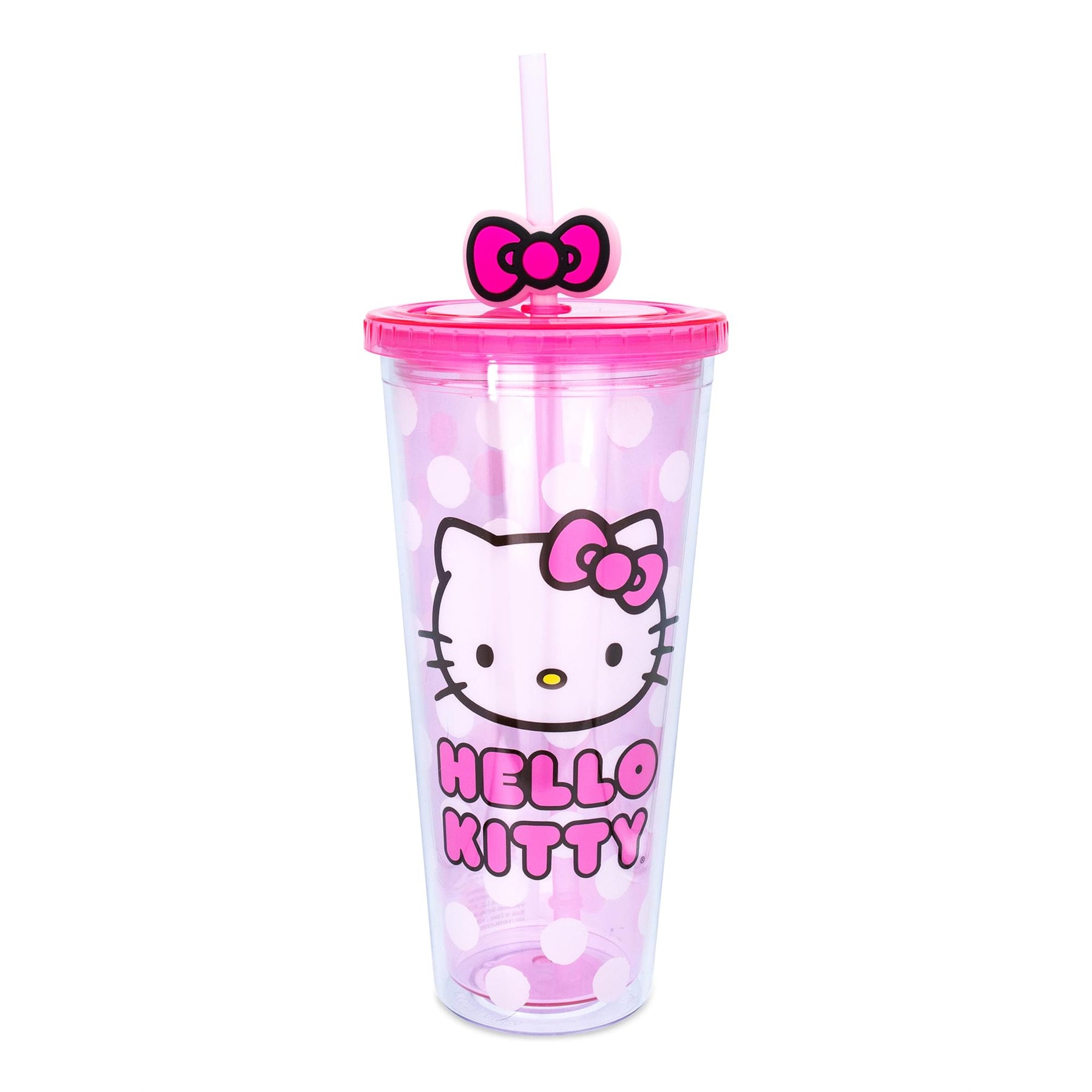 Galerie Hello Kitty Cup with Lid, Red and Blue Lollipops  Included, Character Tumbler Cup with Reusable Straw, Party Favor: Tumblers  & Water Glasses