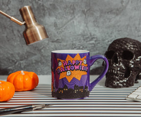 Sanrio Hello Kitty "Happy Halloween" Ceramic Glitter Mug | Holds 14 Ounces