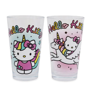 Sanrio Hello Kitty Unicorn 16-Ounce Pint Glasses | Set of 2