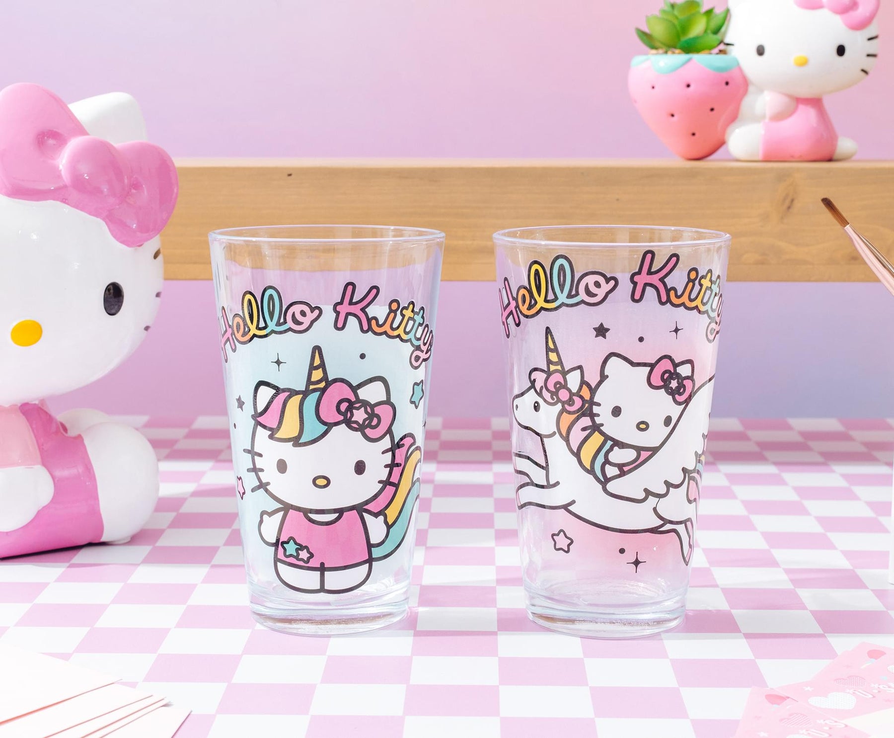 Sanrio Hello Kitty Unicorn 16-Ounce Pint Glasses | Set of 2