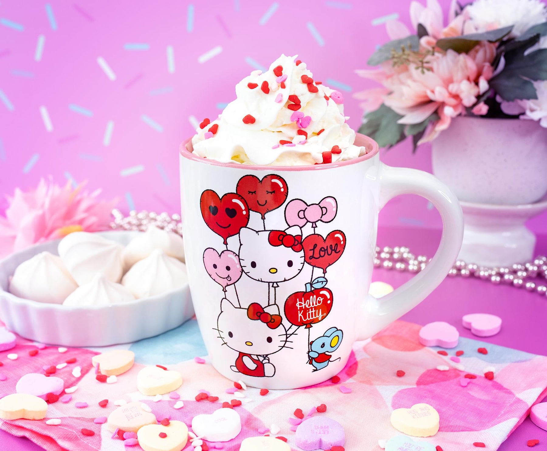 Sanrio Hello Kitty Heart Balloons Ceramic Latte Mug | Holds 25 Ounces