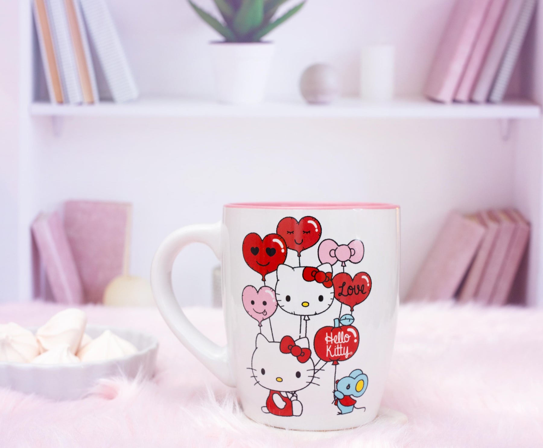 Sanrio Hello Kitty Heart Balloons Ceramic Latte Mug | Holds 25 Ounces