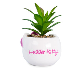 Sanrio Hello Kitty Face 3-Inch Ceramic Mini Planter with Artificial Succulent