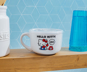 Sanrio Hello Kitty "How Are You?" Ceramic Soup Mug With Vented Lid | 24 Ounces