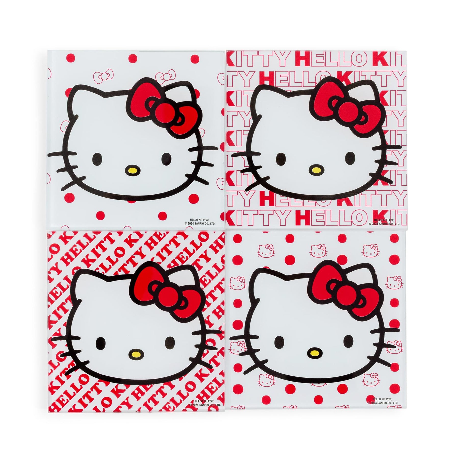 Sanrio Hello Kitty Red Bow Glass Coasters | Set of 4