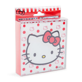 Sanrio Hello Kitty Red Bow Glass Coasters | Set of 4