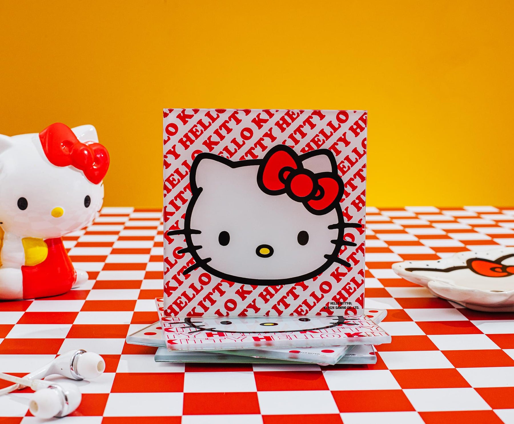 Sanrio Hello Kitty Red Bow Glass Coasters | Set of 4