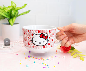 Sanrio Hello Kitty Red Ceramic Soup Mug with Lid | Holds 24 Ounces