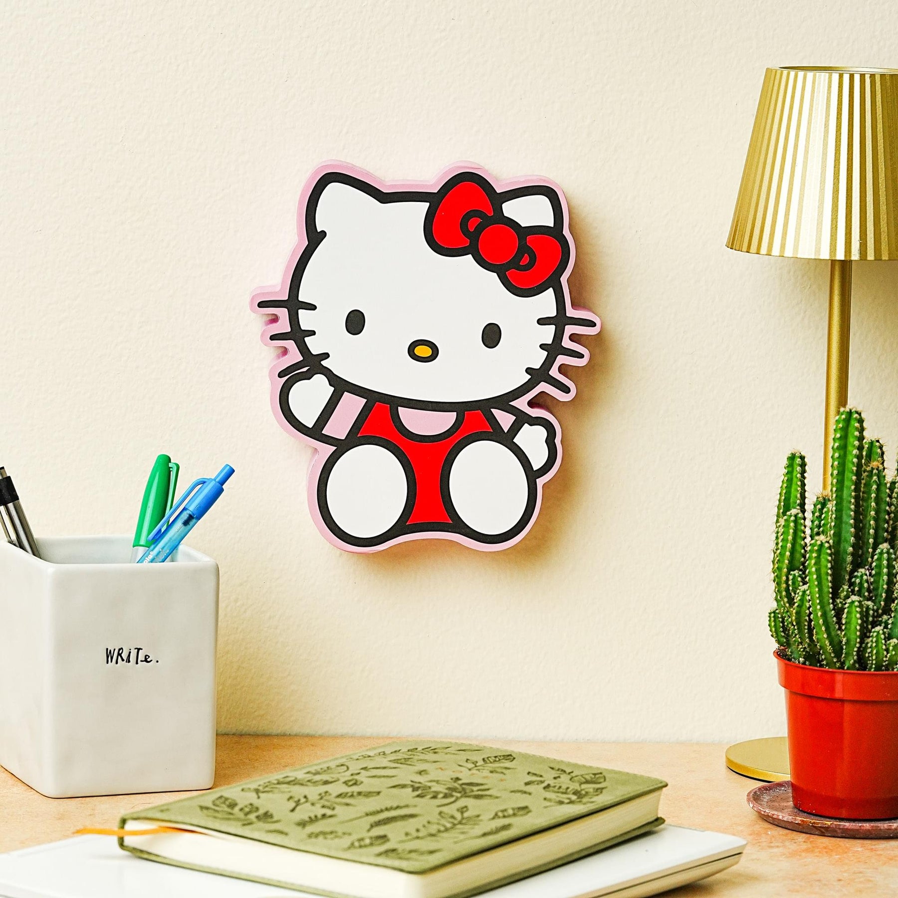 Sanrio Hello Kitty Waving Die-Cut Wooden Wall Art Sign