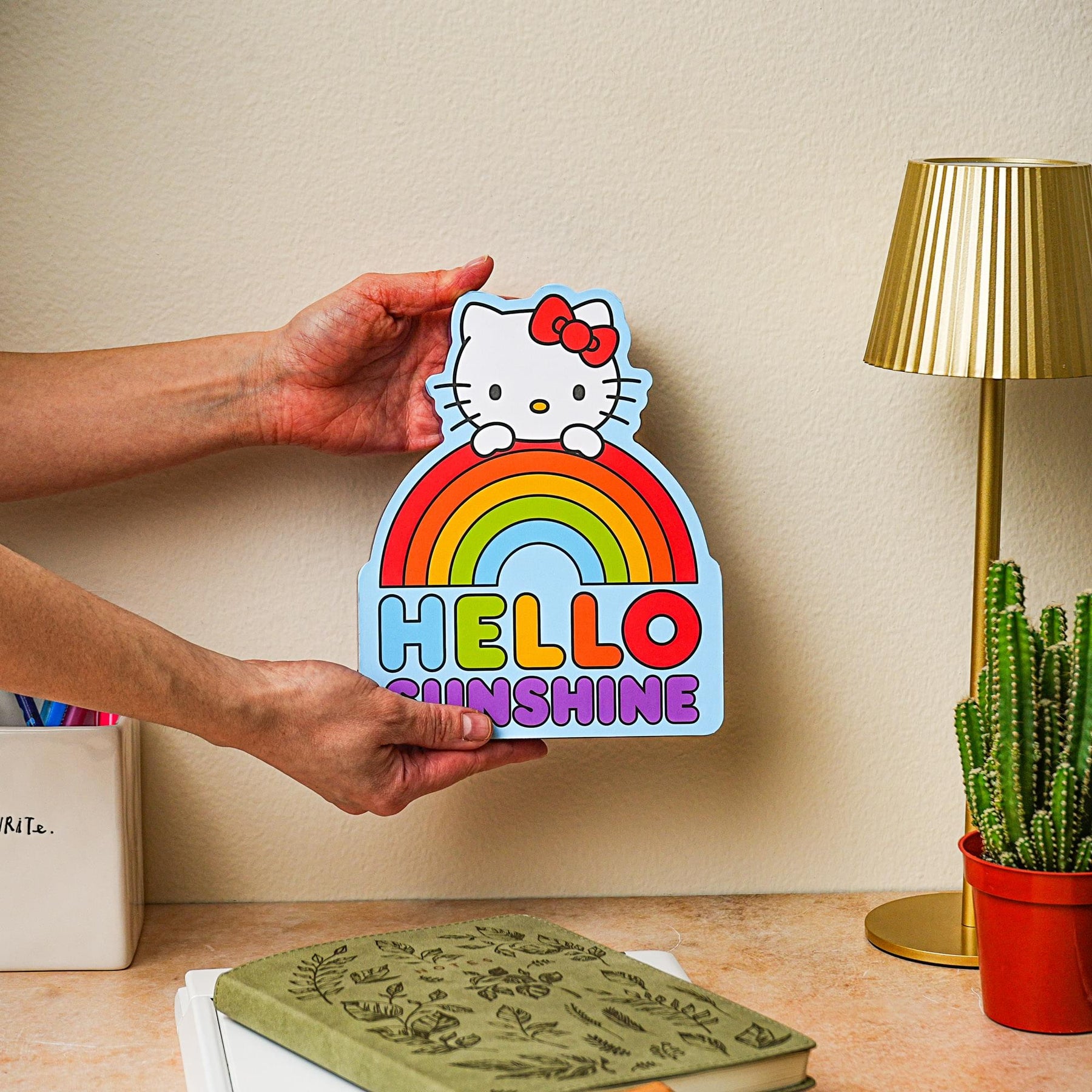 Sanrio Hello Kitty Rainbow Die-Cut Wooden Wall Art Sign