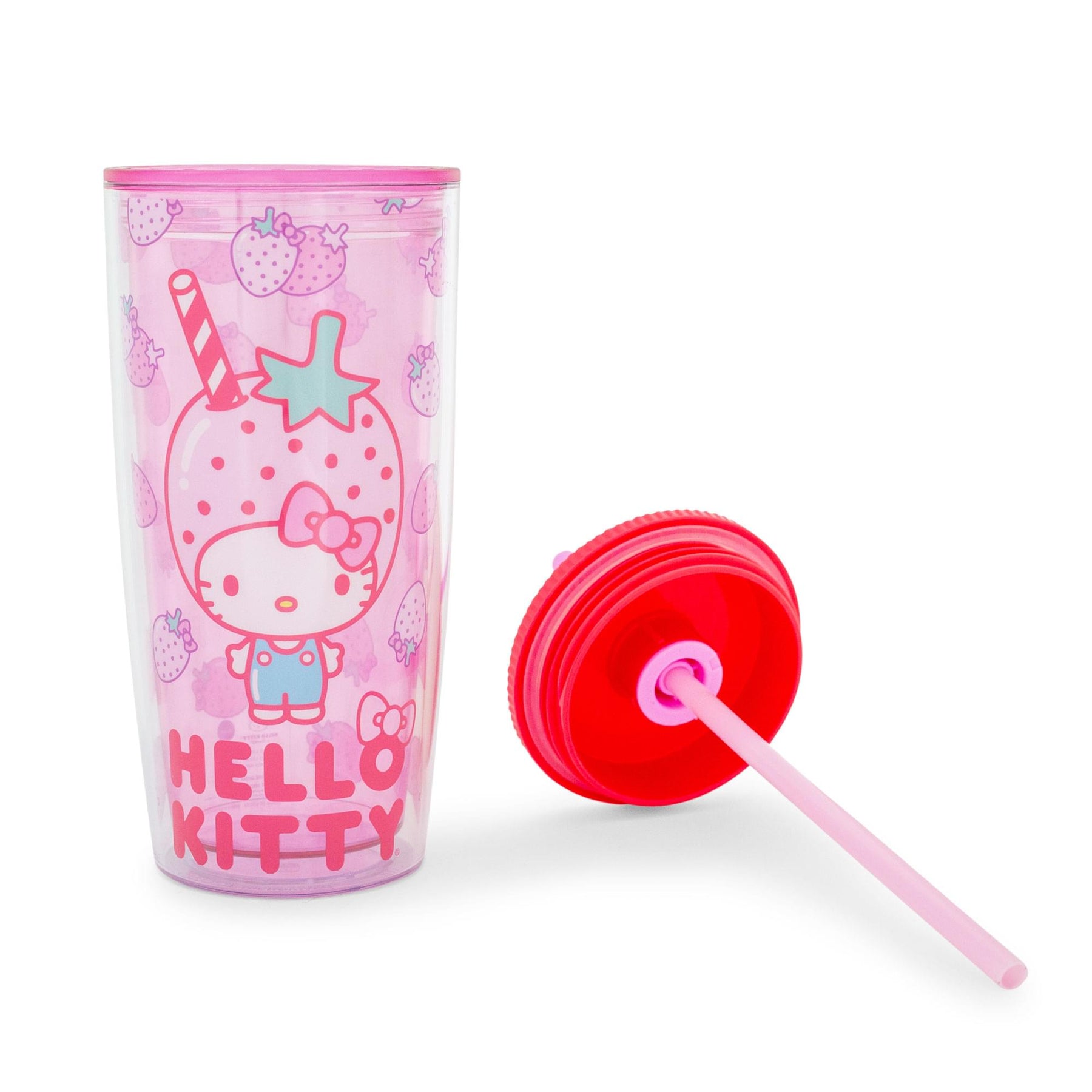 NWT Sanrio Hello Kitty Pink Plastic Travel Tumbler w/ Lid Straw 32oz