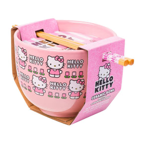 Sanrio Hello Kitty Face 20 Ounce Ceramic Ramen Bowl with Chopsticks