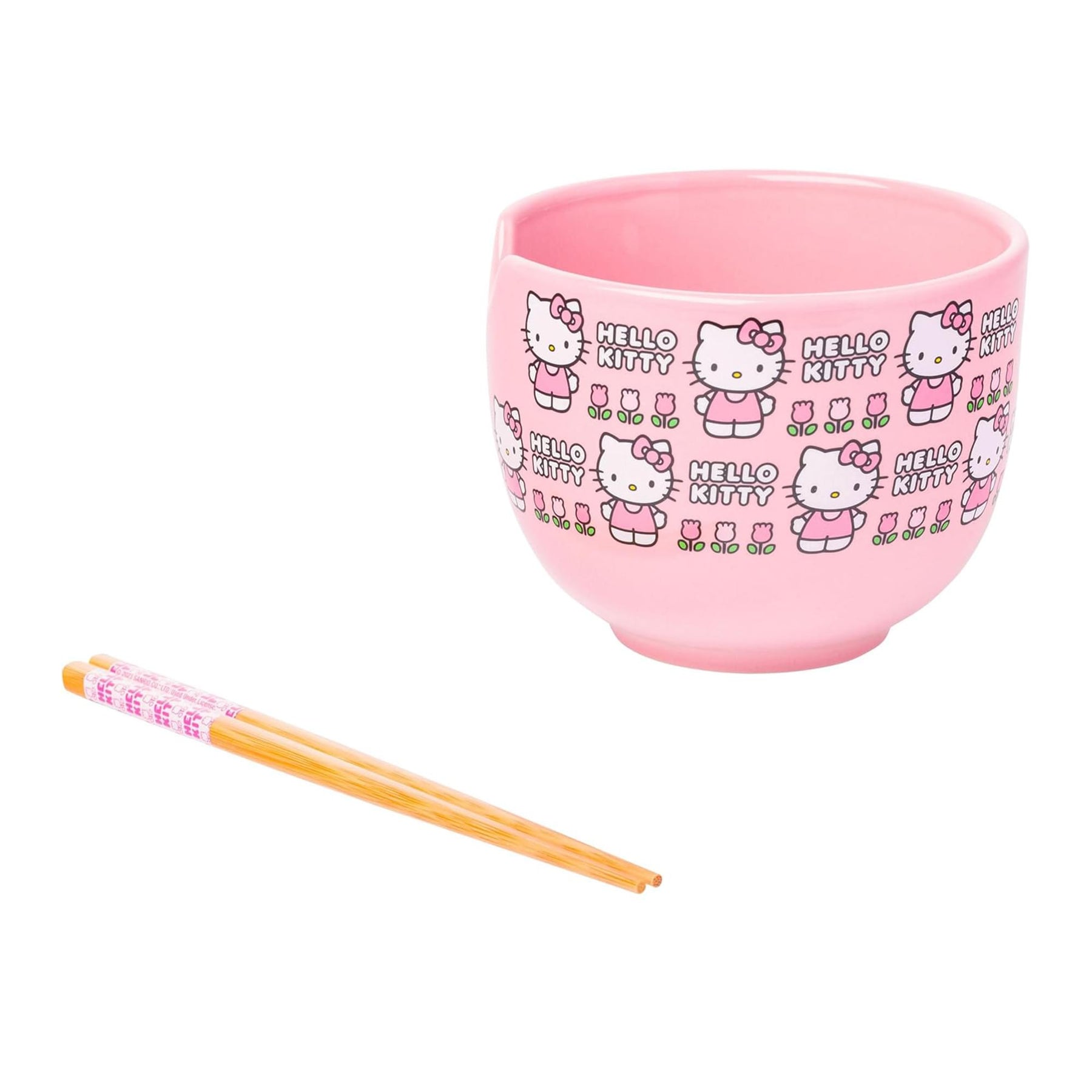 Sanrio Hello Kitty Face 20 Ounce Ceramic Ramen Bowl with Chopsticks