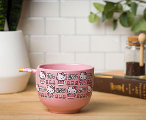 Sanrio Hello Kitty Face 20 Ounce Ceramic Ramen Bowl with Chopsticks