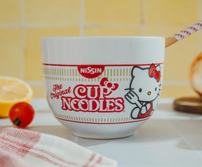 Sanrio Hello Kitty x Nissin Cup Noodles 20-Ounce Ramen Bowl and Chopstick Set