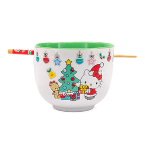 Sanrio Hello Kitty Holiday 20-Ounce Ceramic Ramen Bowl and Chopstick Set