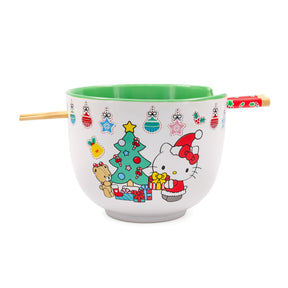 Sanrio Hello Kitty Holiday 20-Ounce Ceramic Ramen Bowl and Chopstick Set