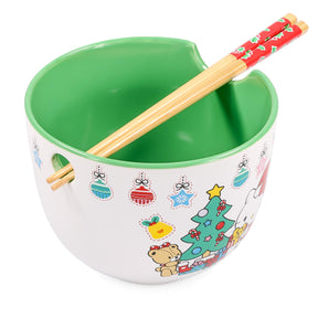 Sanrio Hello Kitty Holiday 20-Ounce Ceramic Ramen Bowl and Chopstick Set