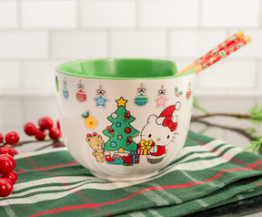 Sanrio Hello Kitty Holiday 20-Ounce Ceramic Ramen Bowl and Chopstick Set