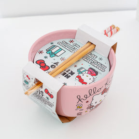 Sanrio Hello Kitty Holiday 20-Ounce Ceramic Ramen Bowl and Chopstick Set