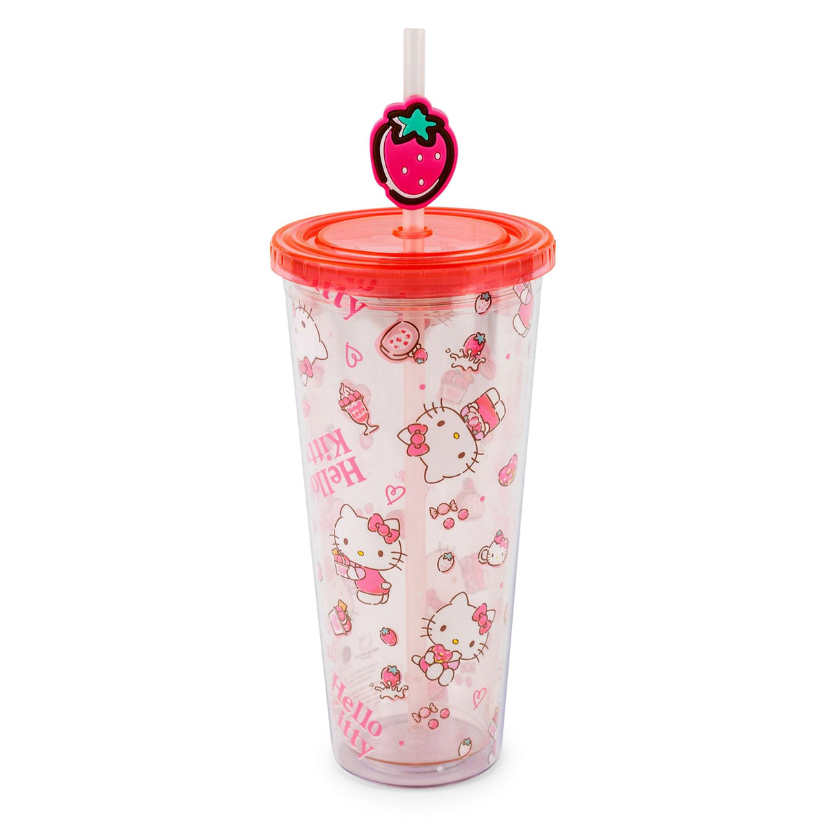 Hello Kitty 24oz. Plastic Cold Cup W Lid and Topper