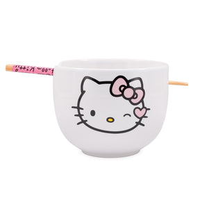 Sanrio Hello Kitty Winking 20-Ounce Ceramic Ramen Bowl With Chopsticks