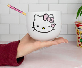 Sanrio Hello Kitty Winking 20-Ounce Ceramic Ramen Bowl With Chopsticks