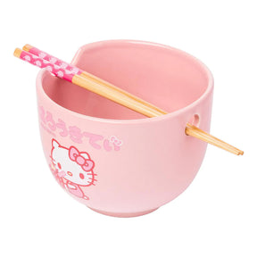 Sanrio Hello Kitty Strawberry Milk 20 Ounce Ceramic Ramen Bowl with Chopsticks