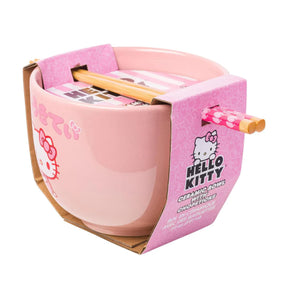 Sanrio Hello Kitty Strawberry Milk 20 Ounce Ceramic Ramen Bowl with Chopsticks