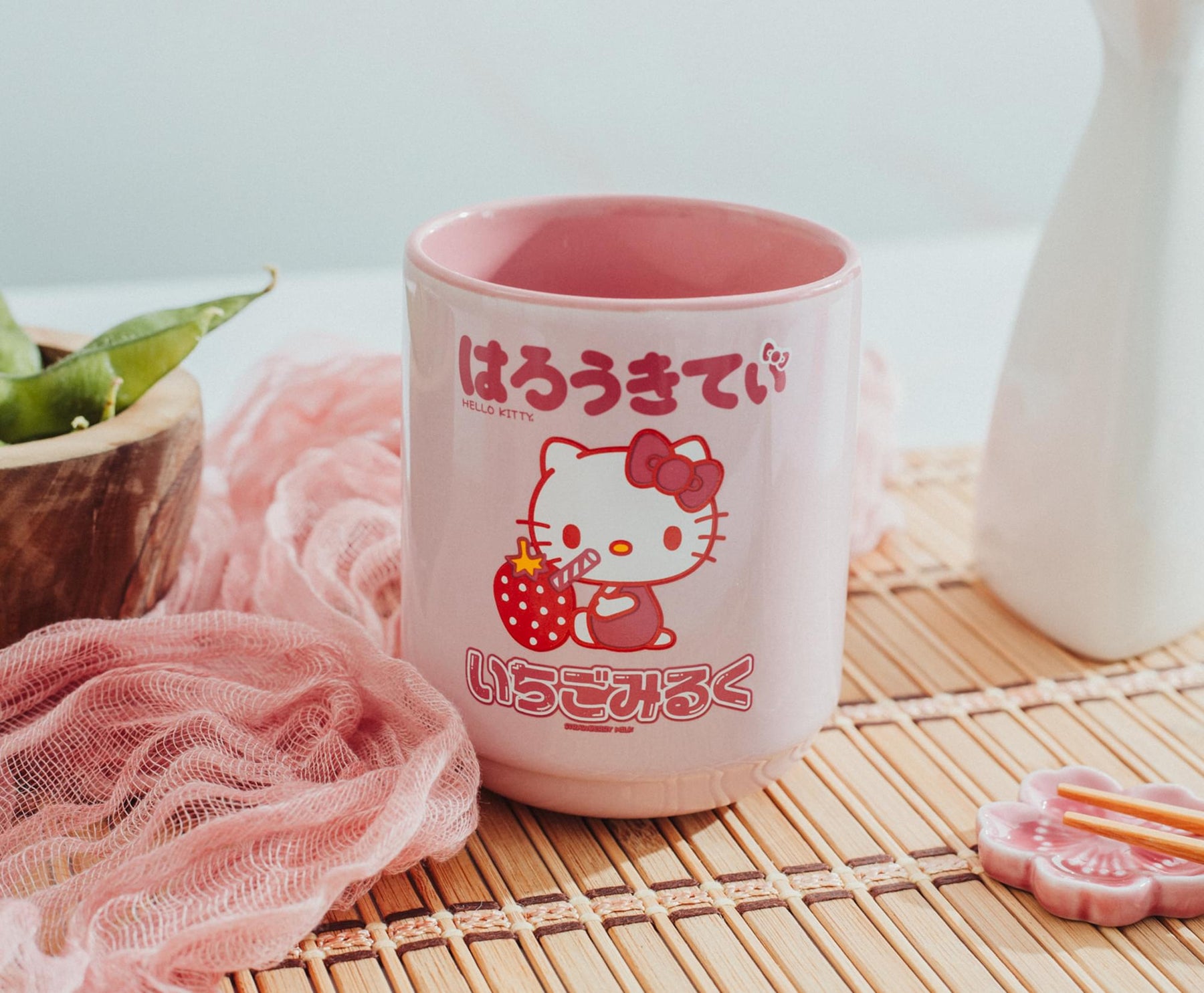 Hello Kitty Strawberry 12oz Ceramic Asian Tea Cup Free Shipping