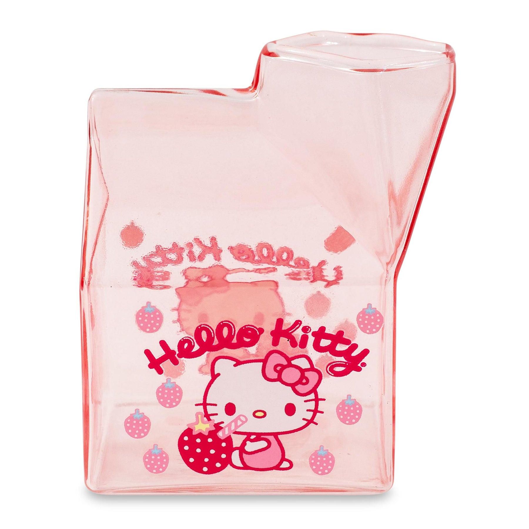 Sanrio Hello Kitty Glass Strawberry Milk Carton | Holds 12 Ounces