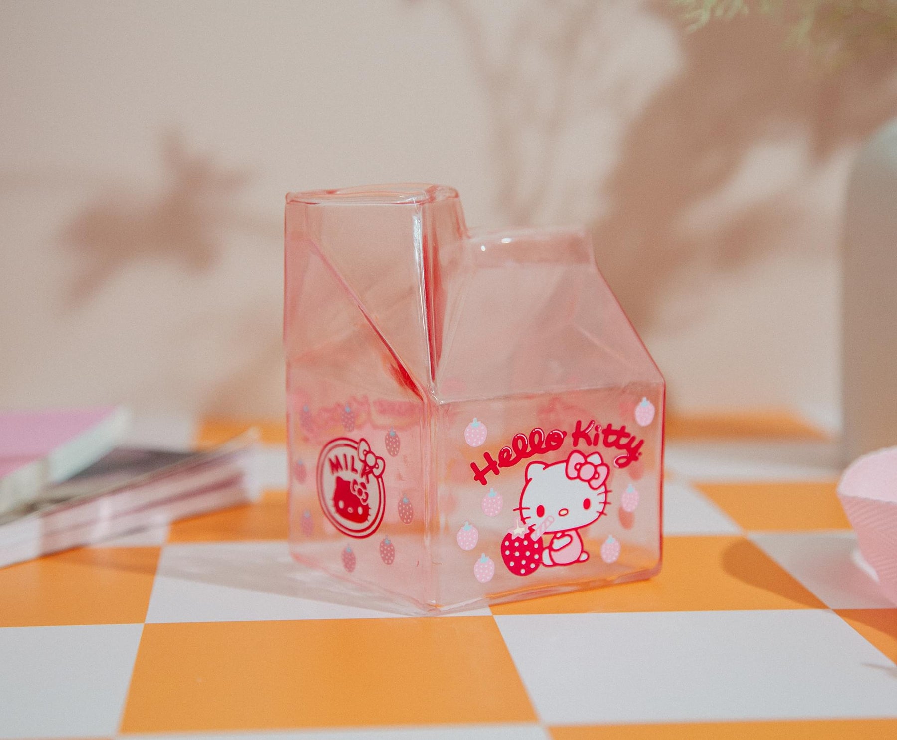 Hello Kitty Kawaii Glass Milk Carton Cup