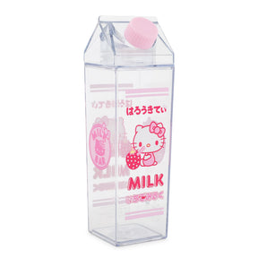 Sanrio Hello Kitty Strawberry Plastic Milk Carton Bottle | Holds 16 Ounces