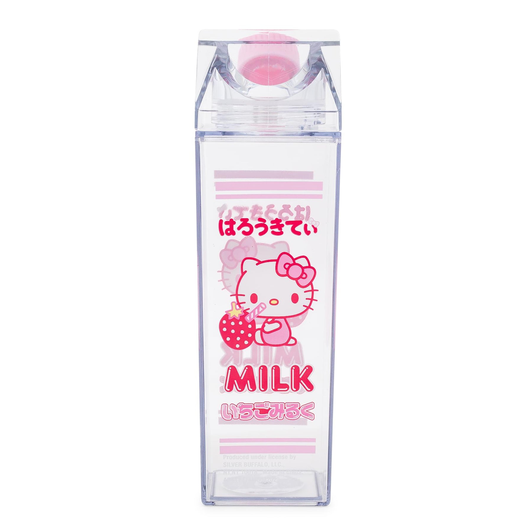 Sanrio Hello Kitty Strawberry Plastic Milk Carton Bottle | Holds 16 Ounces