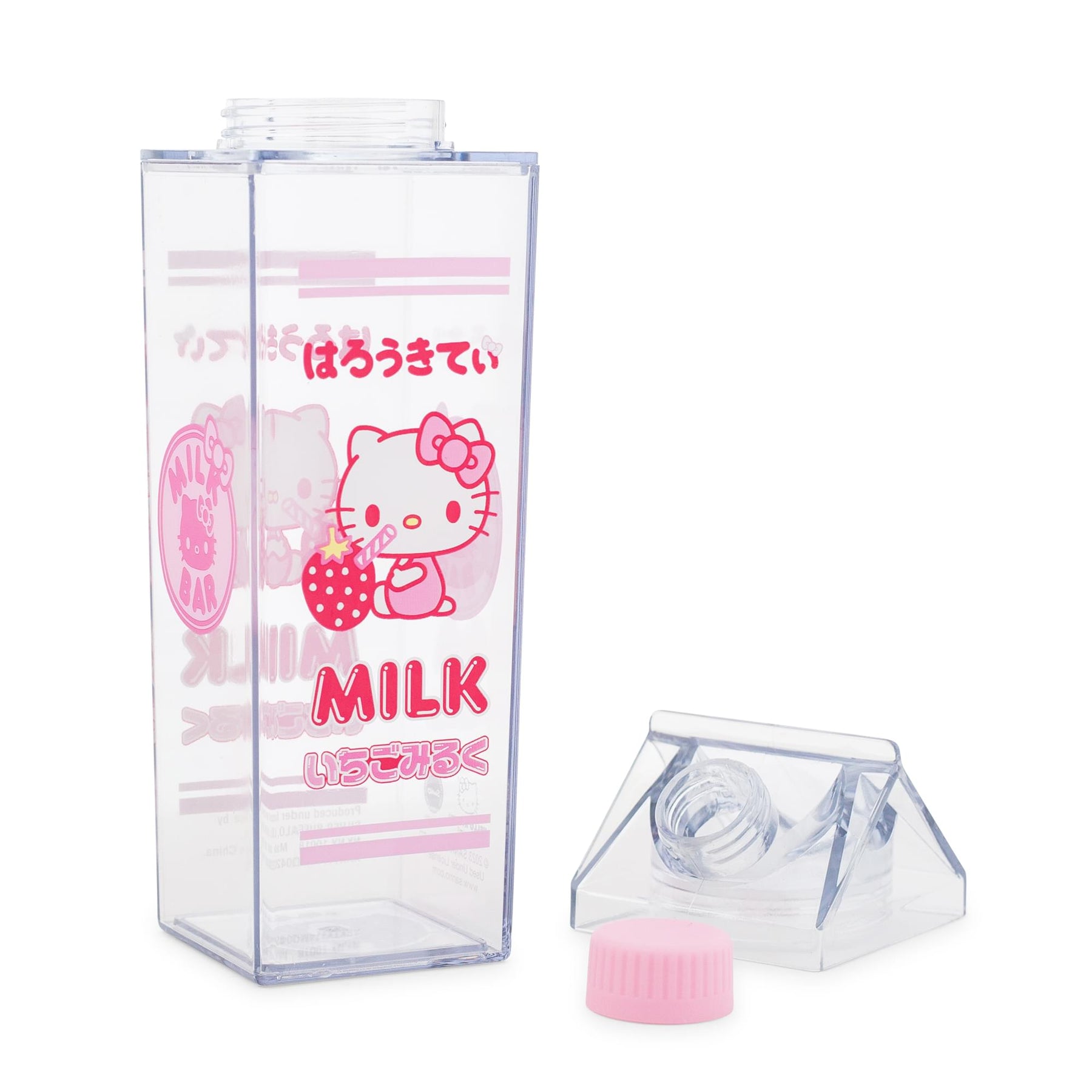 Sanrio Hello Kitty Strawberry Plastic Milk Carton Bottle | Holds 16 Ounces