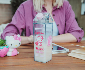 Sanrio Hello Kitty Strawberry Plastic Milk Carton Bottle | Holds 16 Ounces