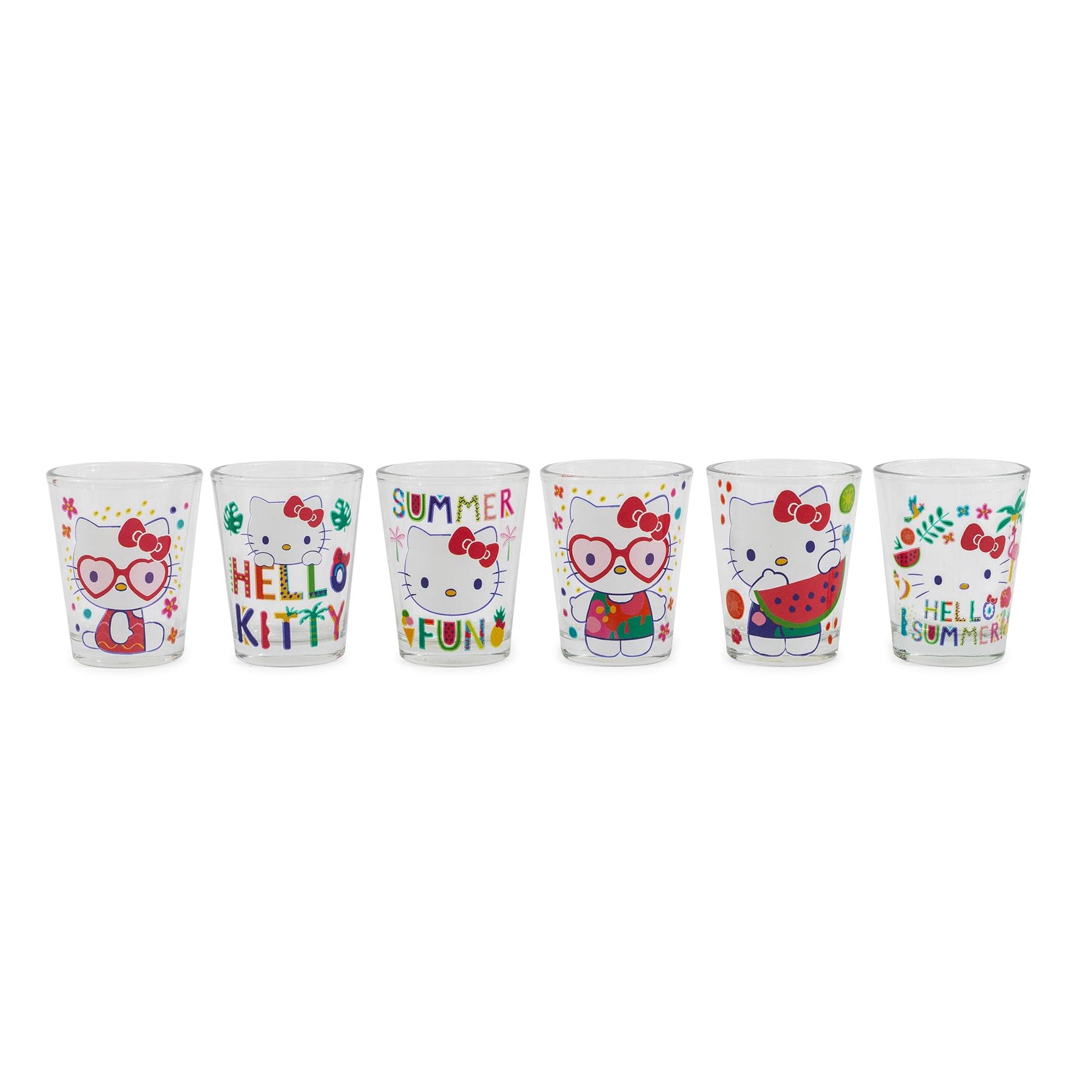 Sanrio Hello Kitty Summer Love 2-Ounce Mini Shot Glasses | Set of 6