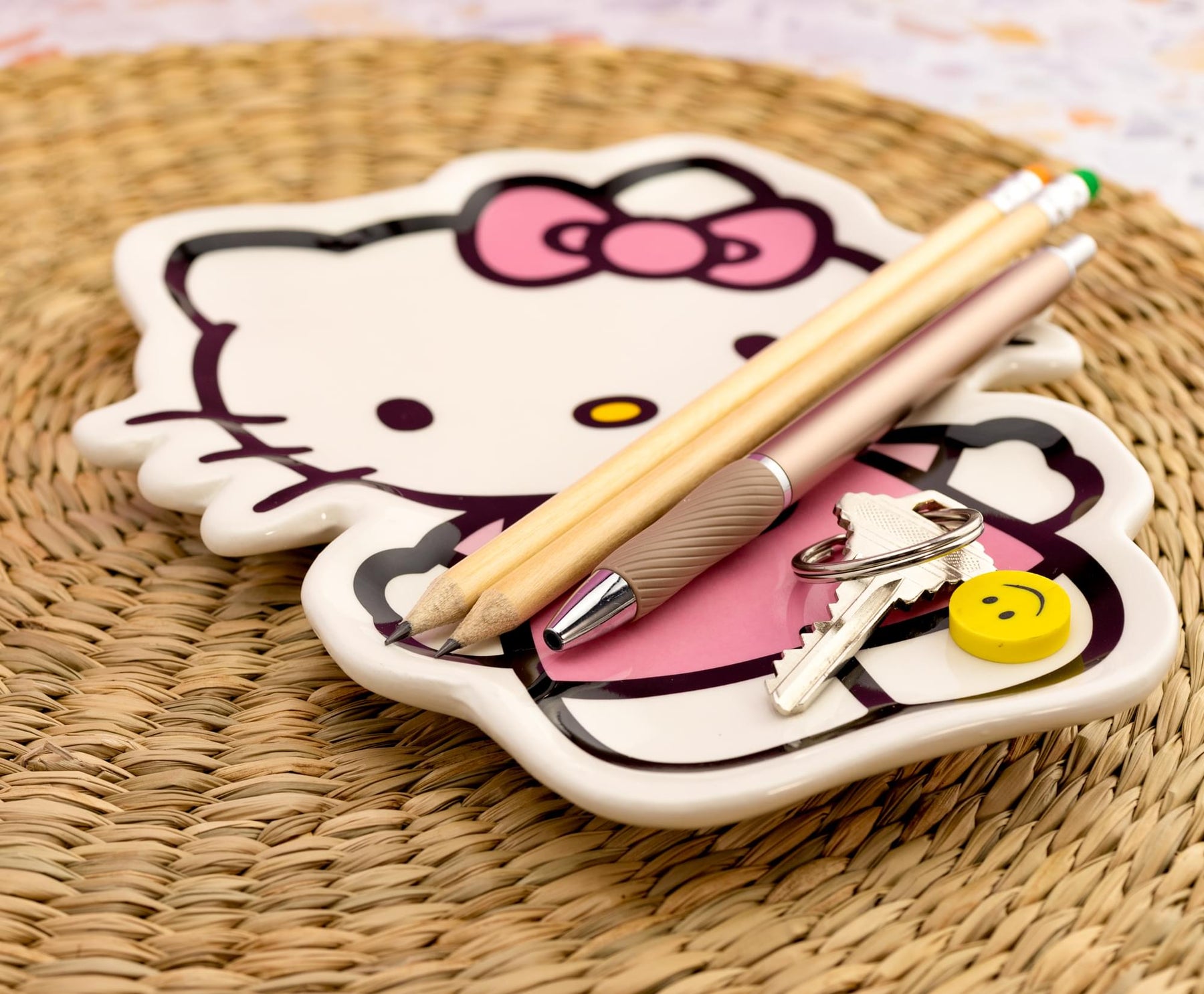 Sanrio Hello Kitty Pink Outfit Sculpted Ceramic Trinket Tray Dish