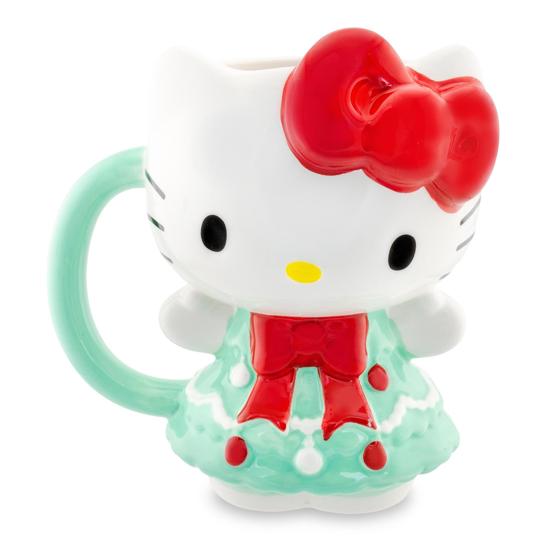 Sanrio Hello Kitty Holiday Tree Dress 3D Sculpted Ceramic Mug | Holds 20 Ounces