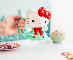 Sanrio Hello Kitty Holiday Tree Dress 3D Sculpted Ceramic Mug | Holds 20 Ounces