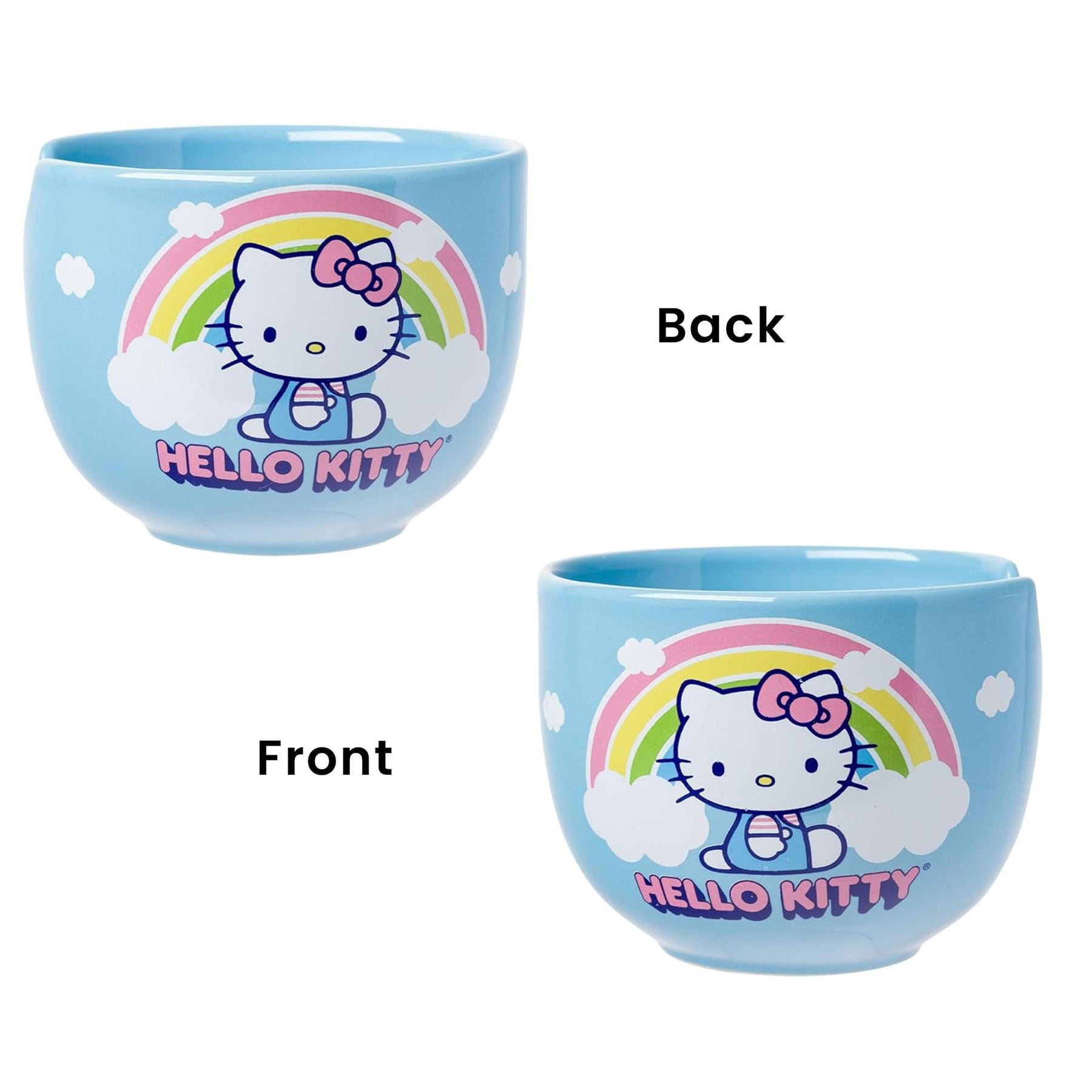 Sanrio Hello Kitty Rainbow 20 Ounce Ceramic Ramen Bowl with Chopsticks